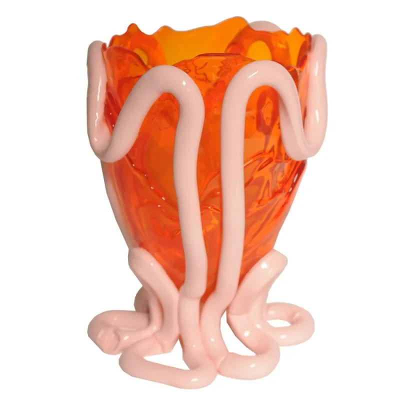 Pamono Clear Orange and Pastel Pink Indian Summer Vase by Gaetano Pesce for Fish Design> Tabletop
