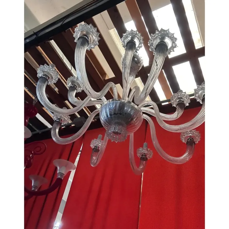 Pamono Clear Rostrato Murano Glass Chandelier by Simoeng> Ceiling Lights