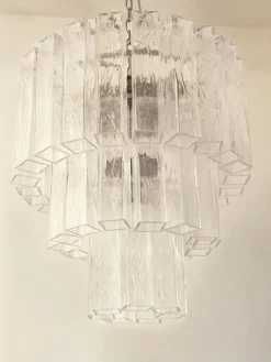 Pamono Clear Square Tubes Murano Glass Chandelier by Simoeng> Ceiling Lights