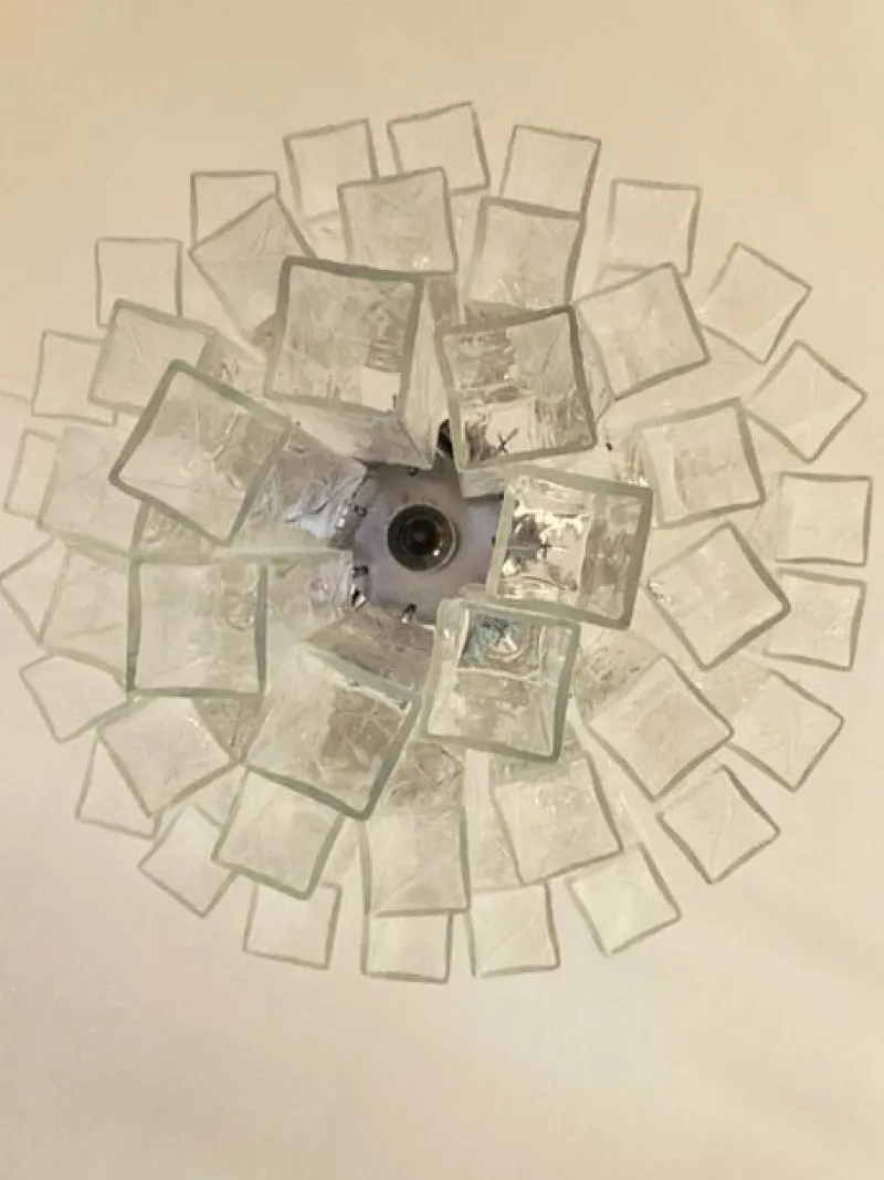 Pamono Clear Square Tubes Murano Glass Chandelier by Simoeng> Ceiling Lights