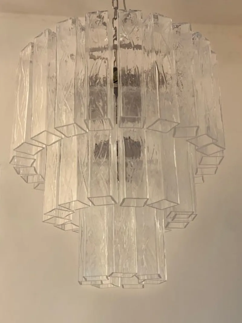 Pamono Clear Square Tubes Murano Glass Chandelier by Simoeng> Ceiling Lights