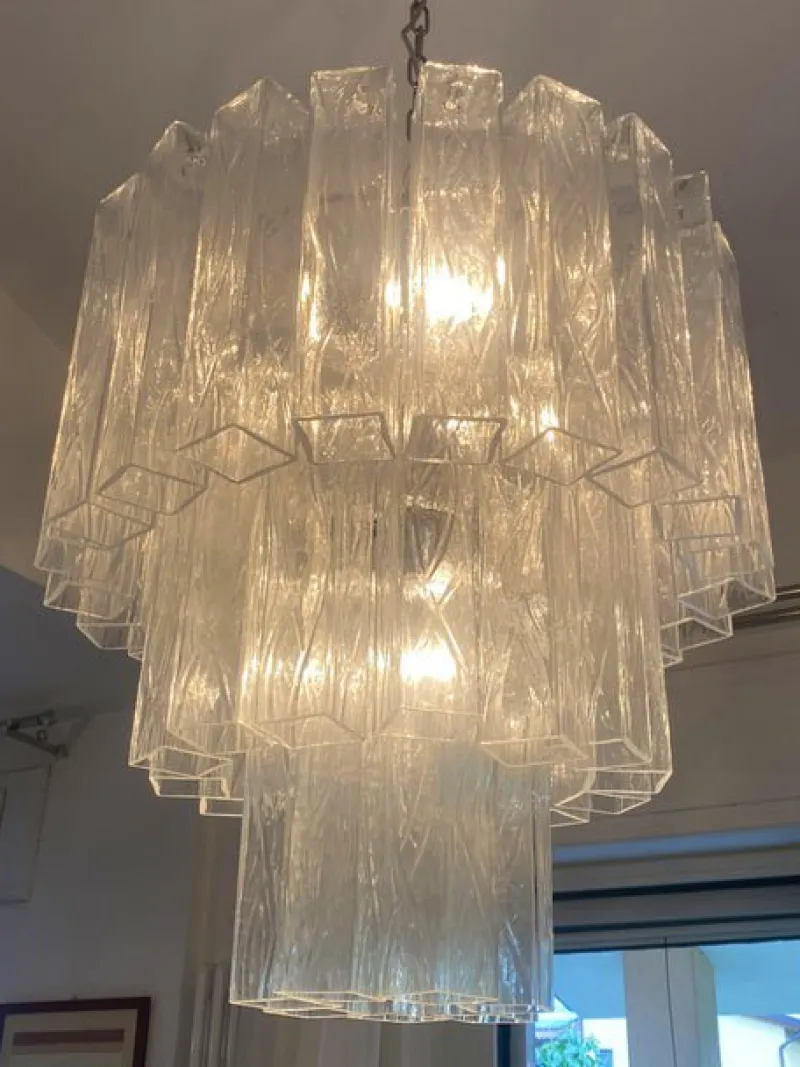 Pamono Clear Square Tubes Murano Glass Chandelier by Simoeng> Ceiling Lights
