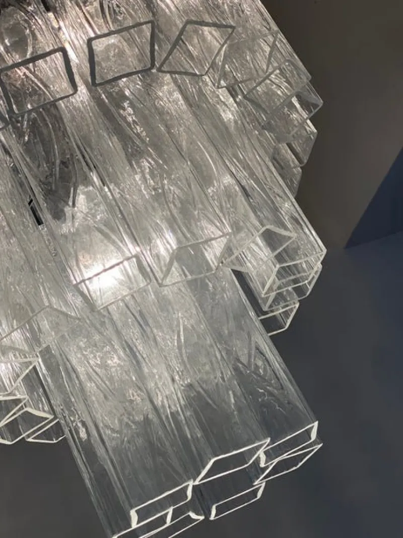 Pamono Clear Square Tubes Murano Glass Chandelier by Simoeng> Ceiling Lights