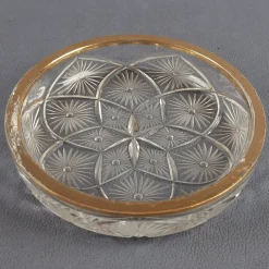 Pamono Clear-Cut Crystal Bowl with Gilt Edge by Fabergé, 1940s> Bowls