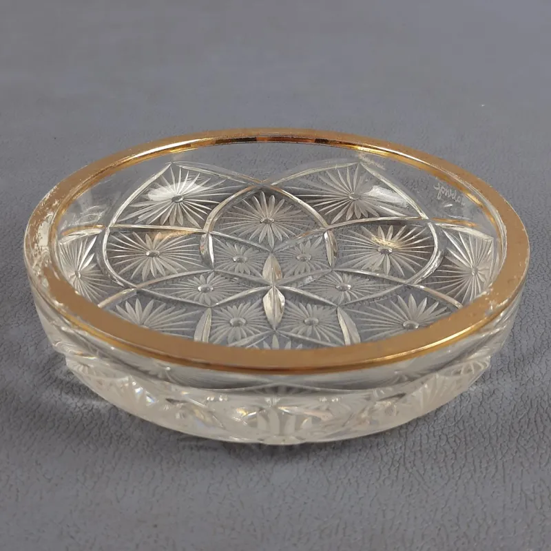 Pamono Clear-Cut Crystal Bowl with Gilt Edge by Fabergé, 1940s> Bowls