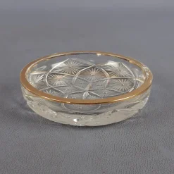 Pamono Clear-Cut Crystal Bowl with Gilt Edge by Fabergé, 1940s><noscript><img width=