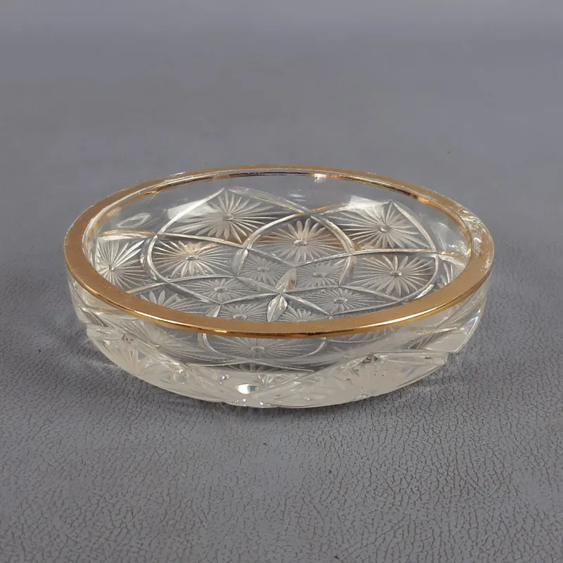 Pamono Clear-Cut Crystal Bowl with Gilt Edge by Fabergé, 1940s> Bowls