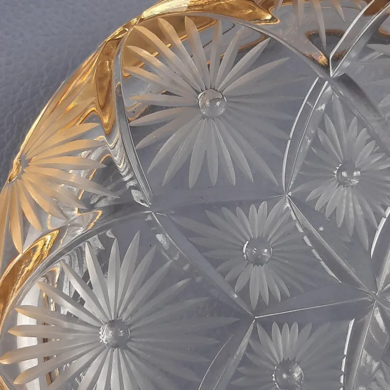 Pamono Clear-Cut Crystal Bowl with Gilt Edge by Fabergé, 1940s> Bowls
