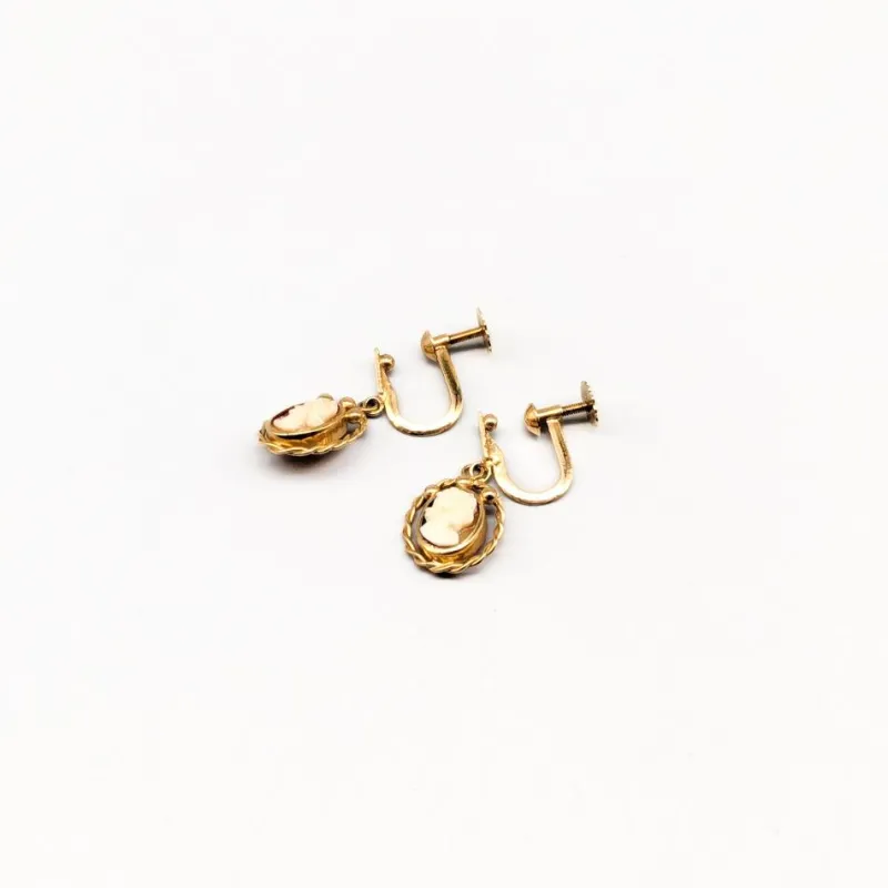 Pamono Clip Earrings in Gold with Cameo, Set of 2> Earrings