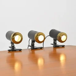 Pamono Clip-on Lamps by Jacques Biny for Lita, 1950s, Set of 3> Table Lamps