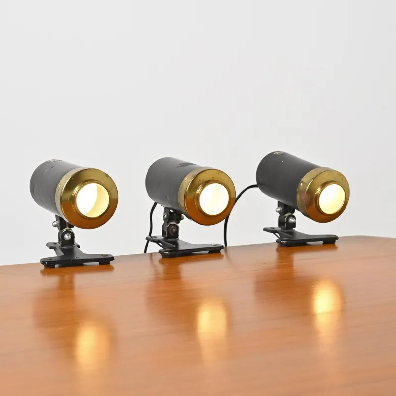 Pamono Clip-on Lamps by Jacques Biny for Lita, 1950s, Set of 3> Table Lamps
