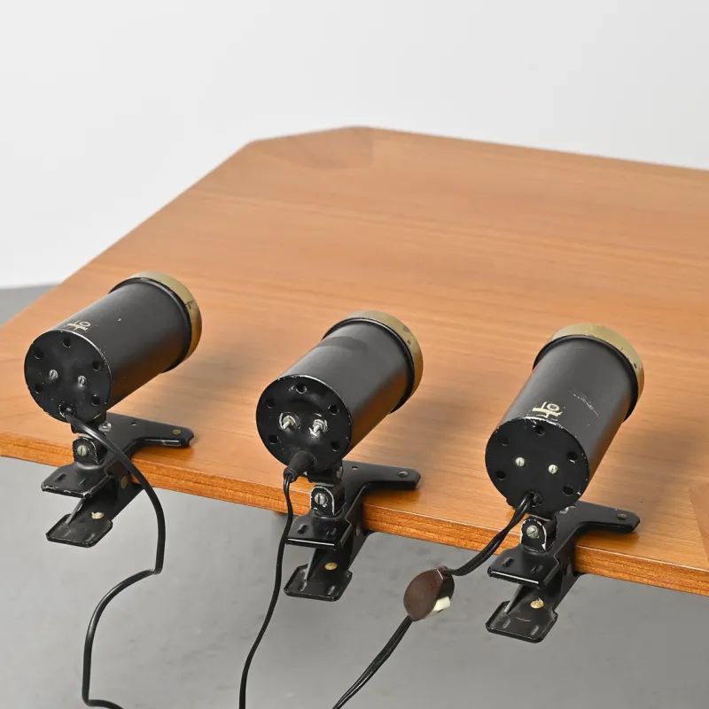 Pamono Clip-on Lamps by Jacques Biny for Lita, 1950s, Set of 3> Table Lamps