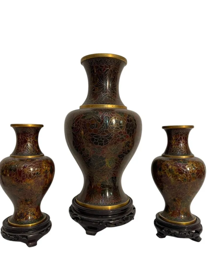 Best Pamono Cloisonné Vases, Japan, 20th Century, Set of 3