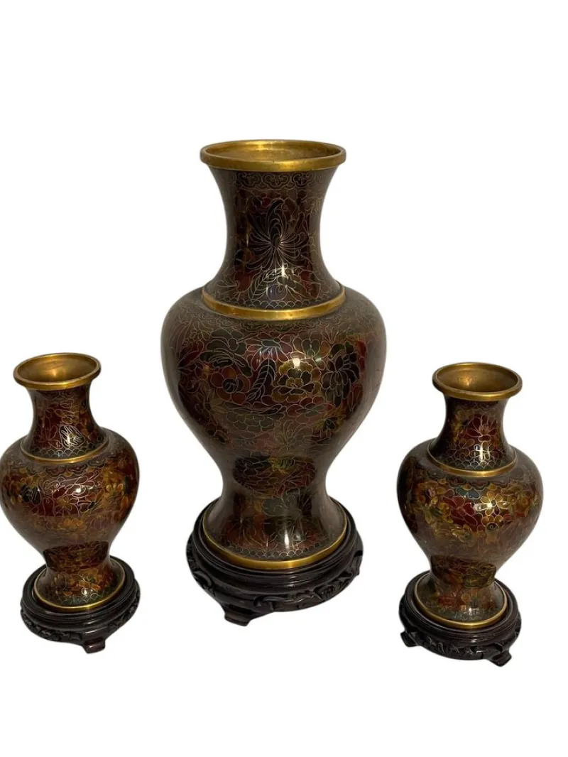 Best Pamono Cloisonné Vases, Japan, 20th Century, Set of 3