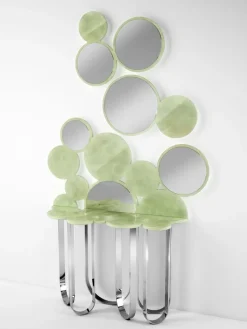 Pamono Cloud Console Table in Crystal Glass and Stainless Steel by Barberini & Gunnell> Tables|Console Tables