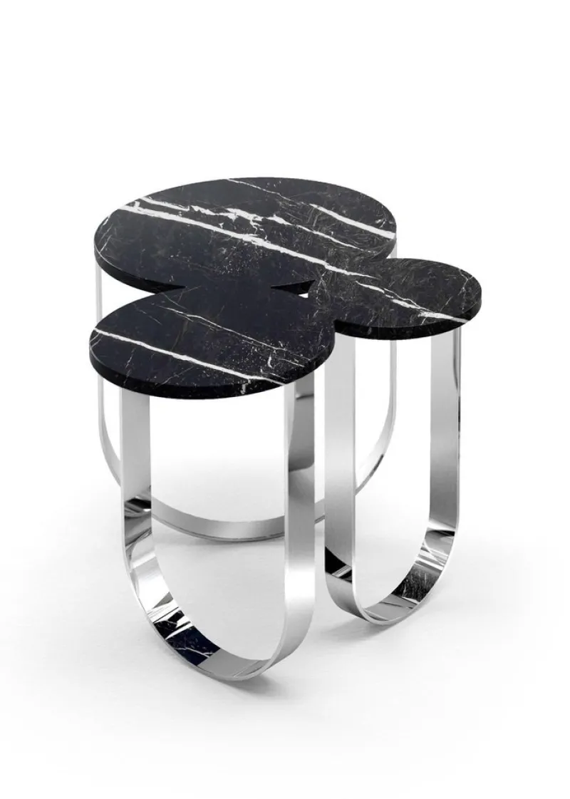 Pamono Cloud Side Table in Marble and Mirror Polished Brass by Barberini & Gunnell> Tables