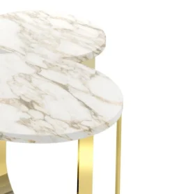 Pamono Cloud Side Table in Marble and Mirror Polished Brass by Barberini & Gunnell><noscript><img width=
