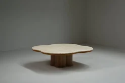 Pamono Clover Travertine Coffee Table, Italy, 1970s> Coffee & Side Tables