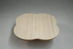 Pamono Clover Travertine Coffee Table, Italy, 1970s><noscript><img width=
