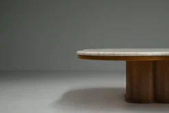 Pamono Clover Travertine Coffee Table, Italy, 1970s><noscript><img width=