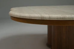 Pamono Clover Travertine Coffee Table, Italy, 1970s><noscript><img width=
