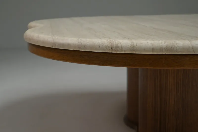 Pamono Clover Travertine Coffee Table, Italy, 1970s> Coffee & Side Tables