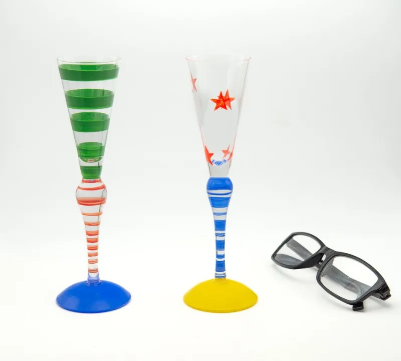 Online Pamono Clown Champagne Flutes by Anne Nilsson for Orrefors, Sweden, 1992, Set of 2