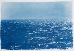 Pamono Coastal Blue Cyanotype of Day Time Seascape Nautical Painting Shore, 2020> Minimalist