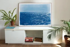 Pamono Coastal Blue Cyanotype of Day Time Seascape Nautical Painting Shore, 2020> Minimalist