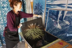 Pamono Coastal Blue Cyanotype of Day Time Seascape Nautical Painting Shore, 2020><noscript><img width=