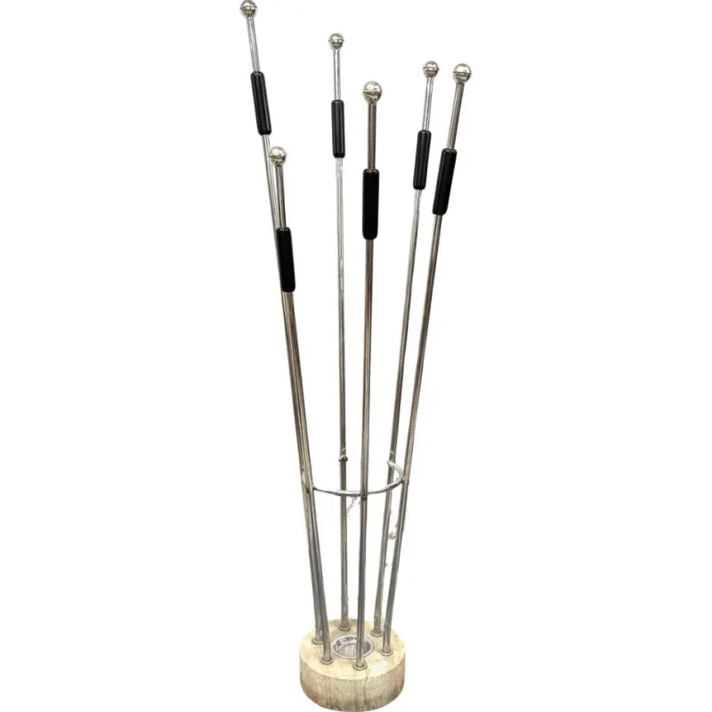 Pamono Coat Rack in Travertine and Steel by Mannelli Brothers, 1970s> Racks, Hooks & Valets