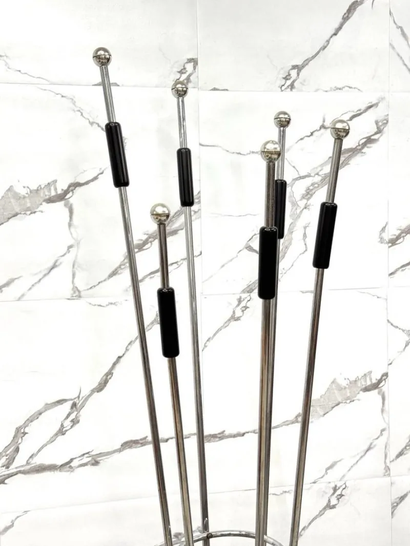 Pamono Coat Rack in Travertine and Steel by Mannelli Brothers, 1970s> Racks, Hooks & Valets