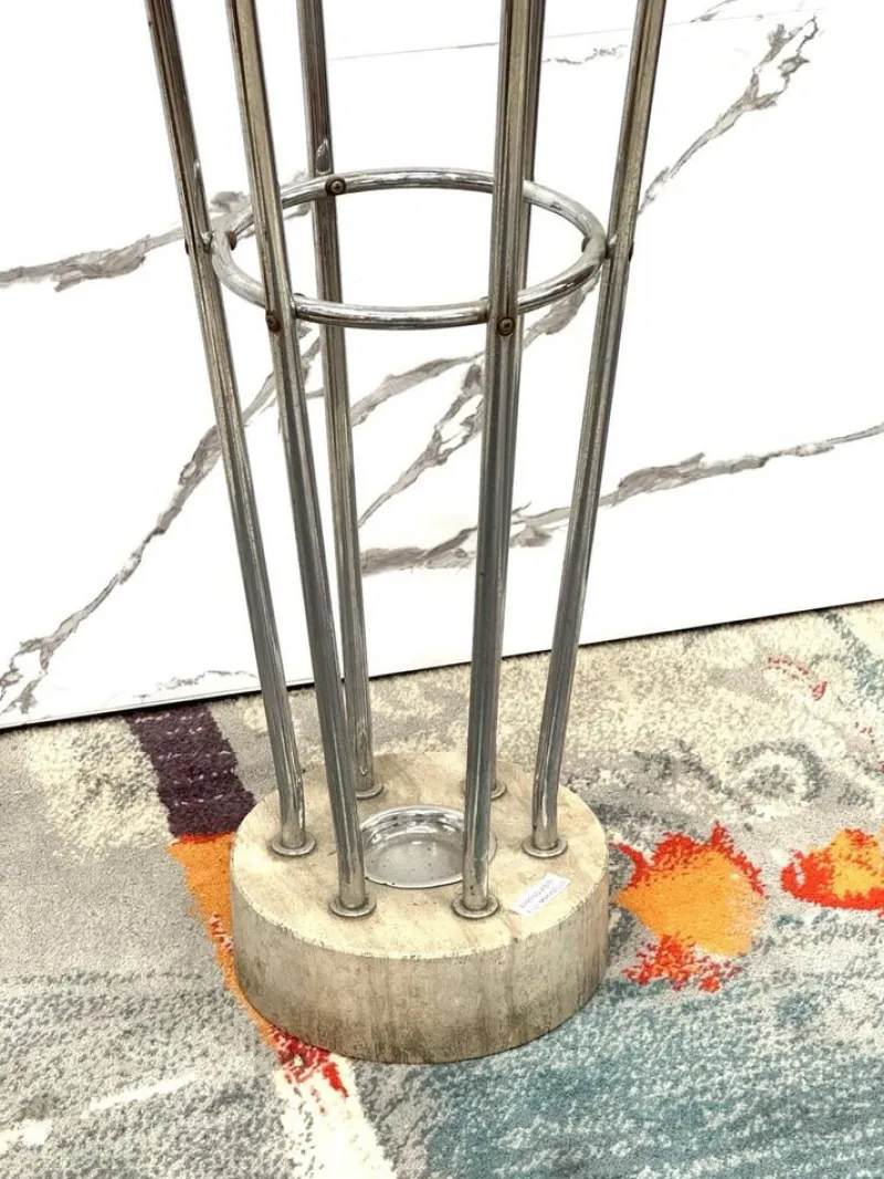 Pamono Coat Rack in Travertine and Steel by Mannelli Brothers, 1970s> Racks, Hooks & Valets