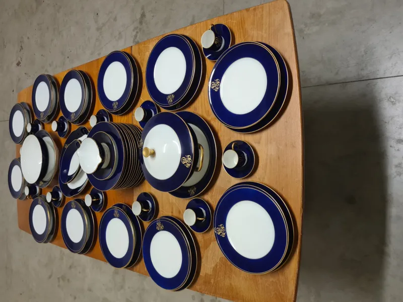 Pamono Cobalt Blue Dinnerware Set from Limoges, 1960s, Set of 68> Dinner Plates & Bowls