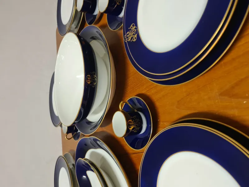 Pamono Cobalt Blue Dinnerware Set from Limoges, 1960s, Set of 68> Dinner Plates & Bowls