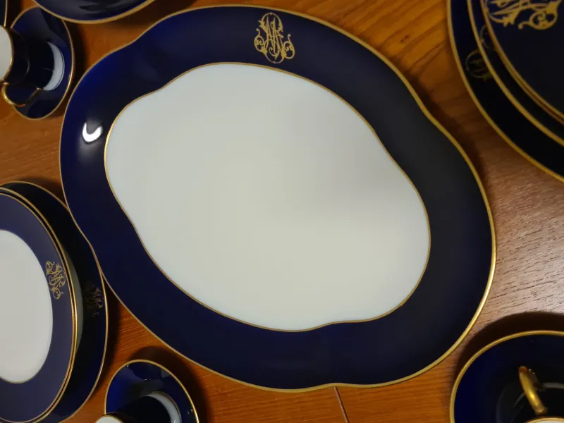 Pamono Cobalt Blue Dinnerware Set from Limoges, 1960s, Set of 68> Dinner Plates & Bowls