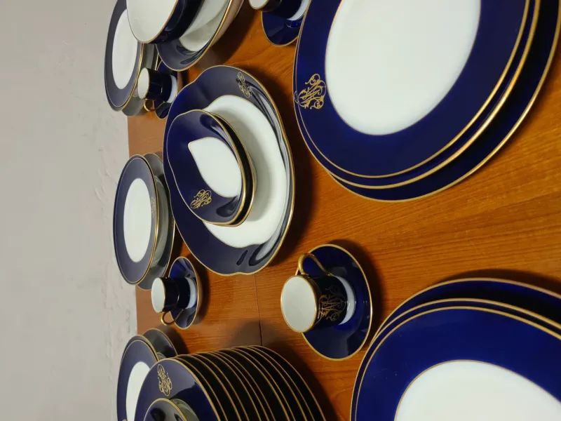 Pamono Cobalt Blue Dinnerware Set from Limoges, 1960s, Set of 68> Dinner Plates & Bowls