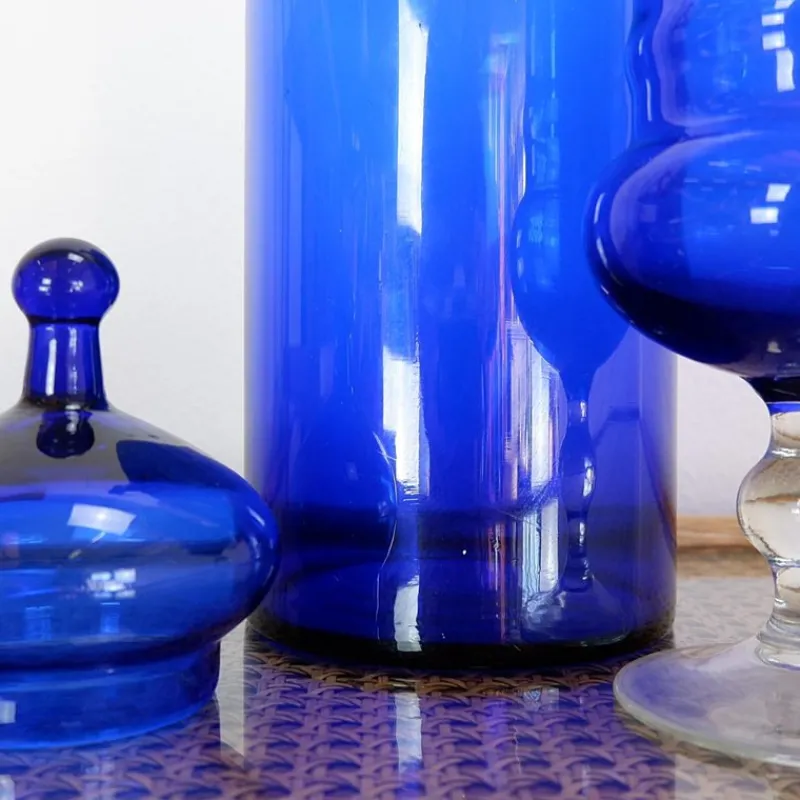 Pamono Cobalt Blue Glass Bottles, Set of 2> Bottles, Carafes & Jugs