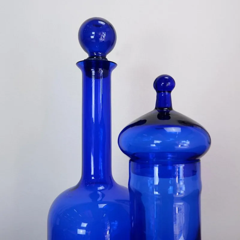 Pamono Cobalt Blue Glass Bottles, Set of 2> Bottles, Carafes & Jugs