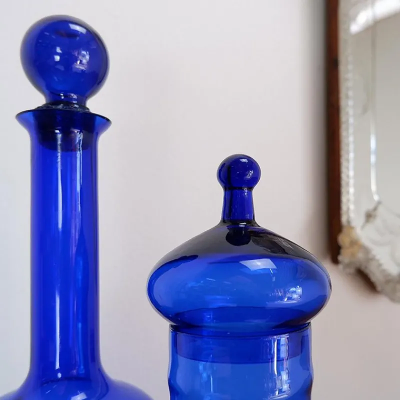 Pamono Cobalt Blue Glass Bottles, Set of 2> Bottles, Carafes & Jugs