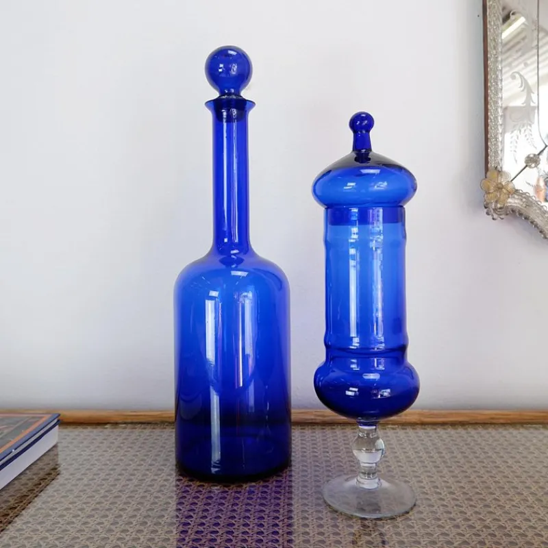 Pamono Cobalt Blue Glass Bottles, Set of 2> Bottles, Carafes & Jugs
