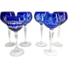 Hot Pamono Cobalt Stem Glasses in Crystal, 1950, Set of 6