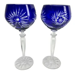 Hot Pamono Cobalt Stem Glasses in Crystal, 1950, Set of 6