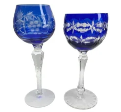 Hot Pamono Cobalt Stem Glasses in Crystal, 1950, Set of 6