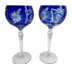 Hot Pamono Cobalt Stem Glasses in Crystal, 1950, Set of 6