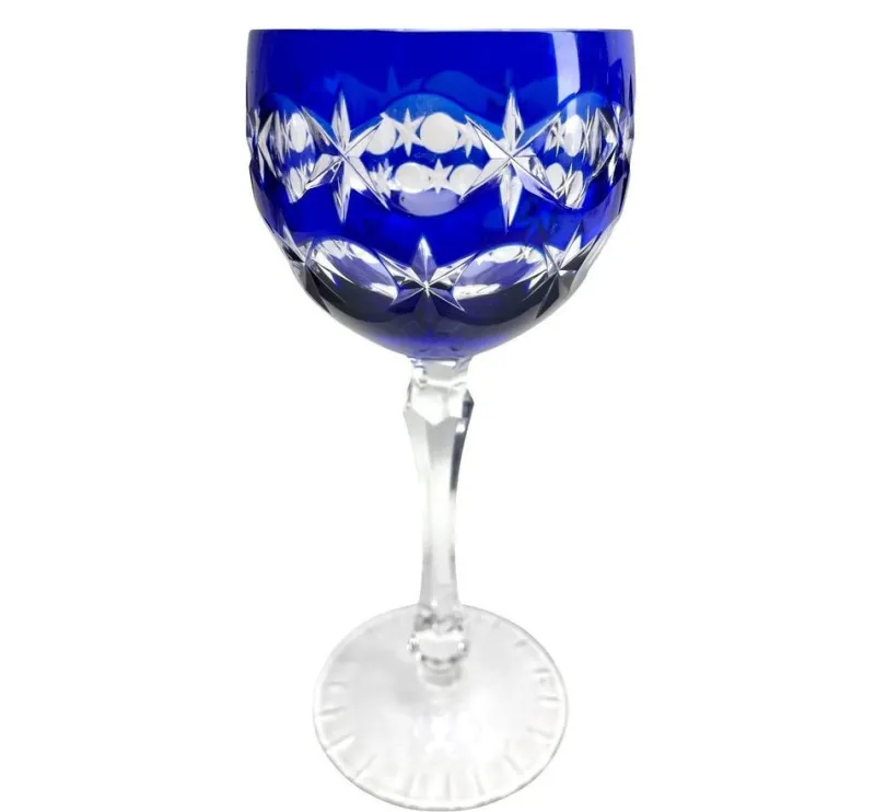 Hot Pamono Cobalt Stem Glasses in Crystal, 1950, Set of 6