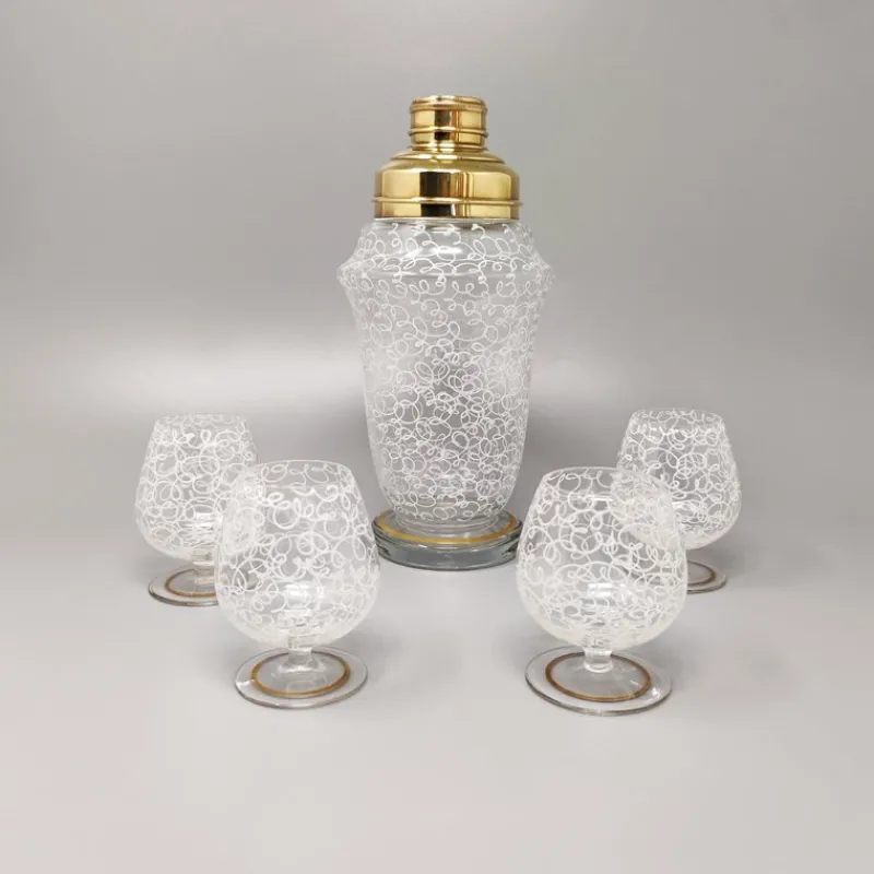 Best Pamono Cocktail Shaker Set with Four Glasses, Italy, 1960s, Set of 5