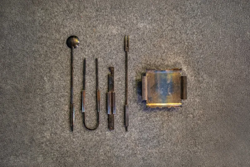 Pamono Cocktail Tools in Silver-Plated Brass attributed to Gio Ponti for PM Italy, 1960s, Set of 5> Cutlery & Serving Utensils