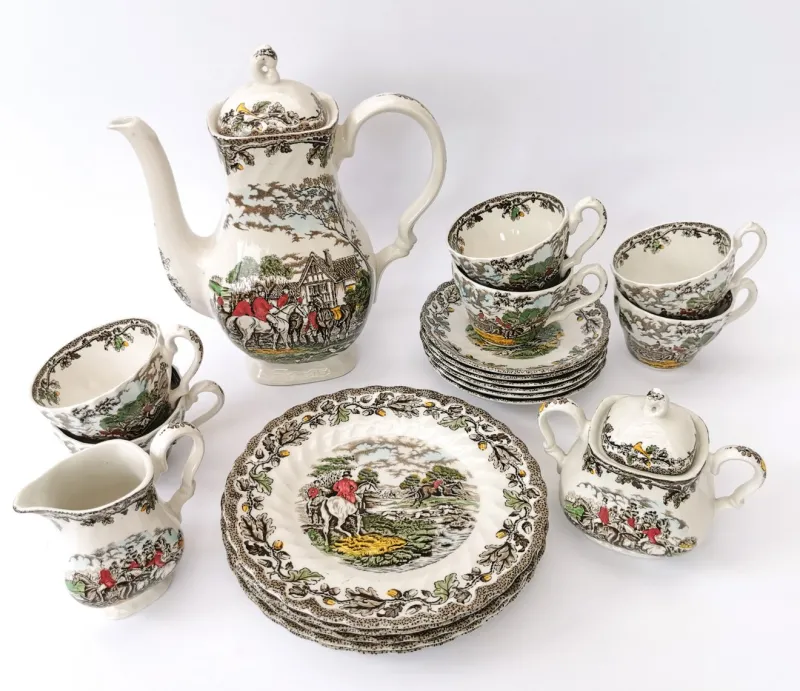 Pamono Coffee and Tea Service Country Life by Myott, 1960, Set of 21> Coffee & Tea Service