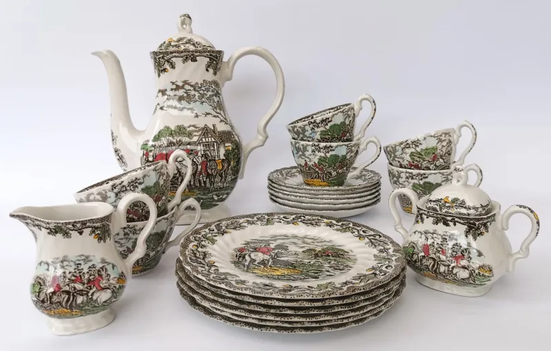 Pamono Coffee and Tea Service Country Life by Myott, 1960, Set of 21> Coffee & Tea Service